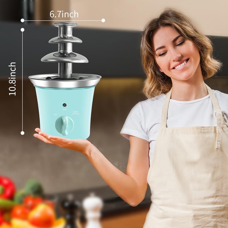 ZEVELOO MINI Chocolate Fountain Machine Small Electric Chocolate Fondue Fountain Machine for Party for Candy Butter Cheese (Green) - Image 5